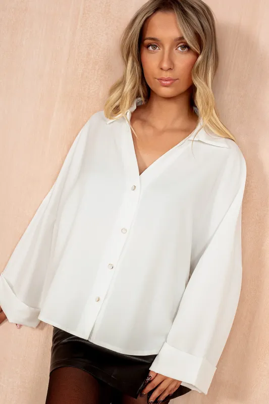 Val White Oversized Shirt sold by Va Va Voom