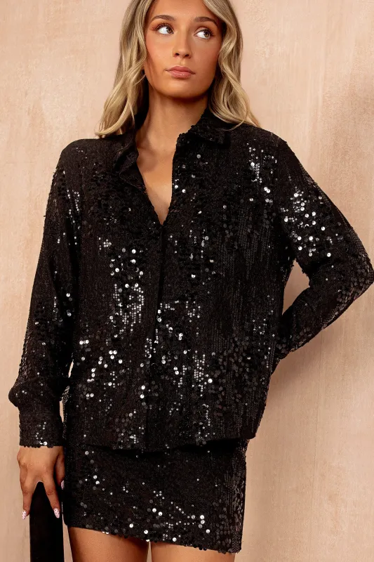 Chloe Black Sequin Shirt sold by Va Va Voom