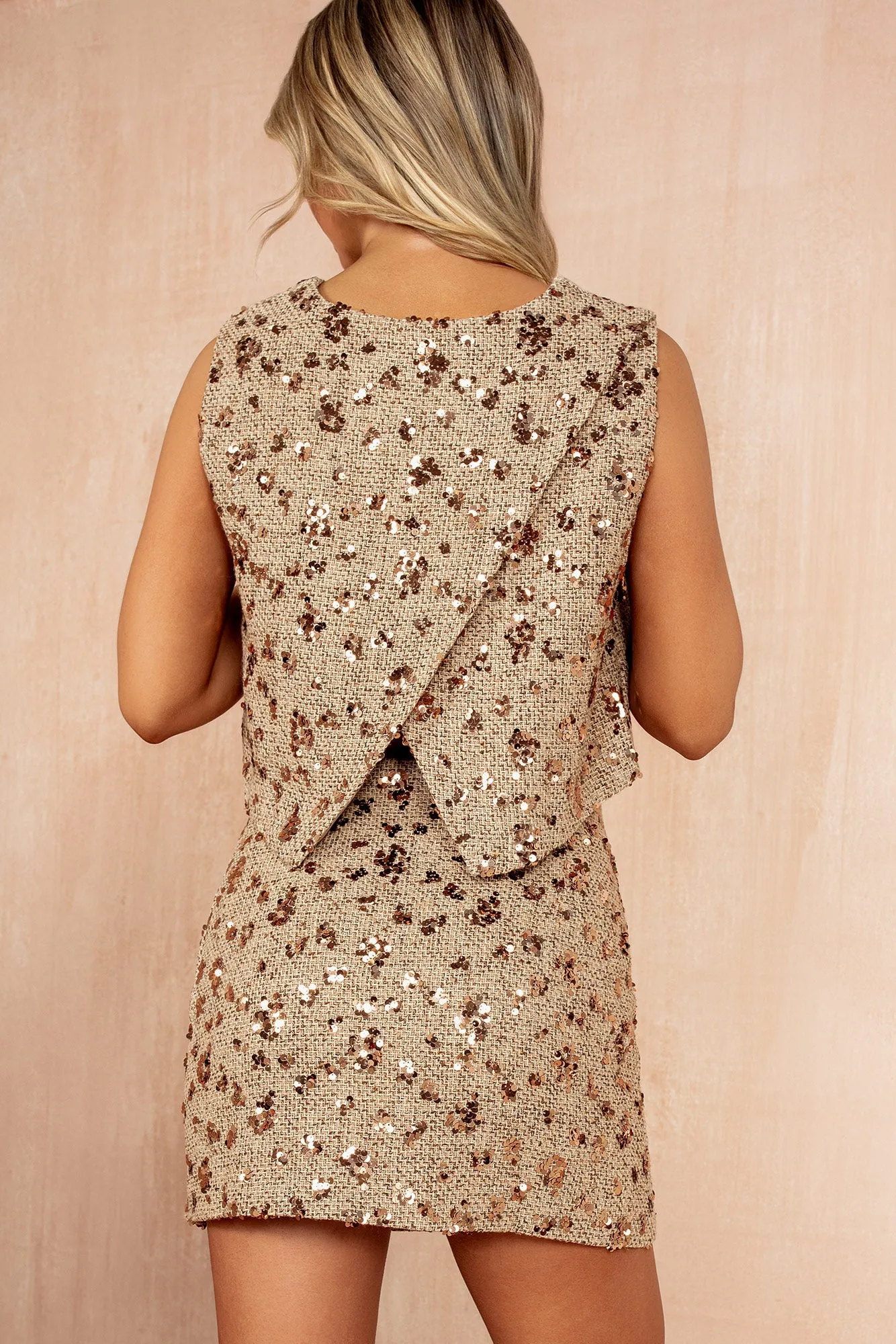 Paxton Gold Sequin Woven Crop Top sold by Vavavoom product image thumbnail 5