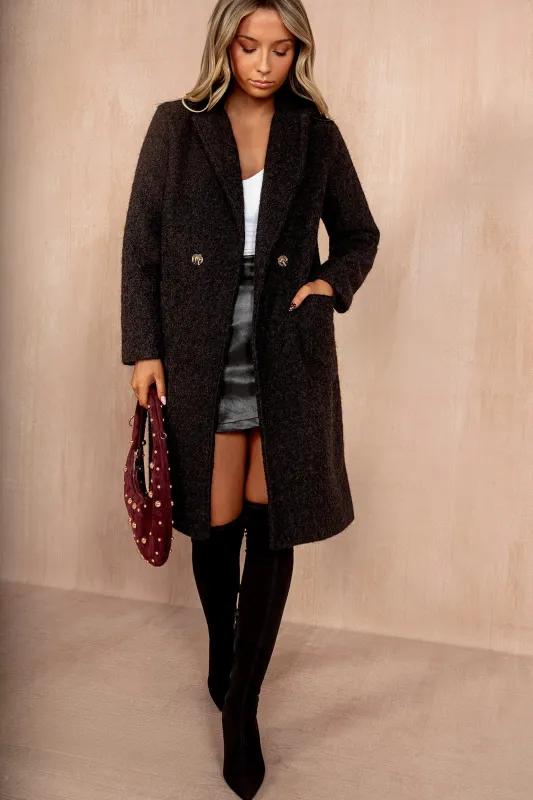 Angelina Black Wool Double Breasted Coat sold by Vavavoom