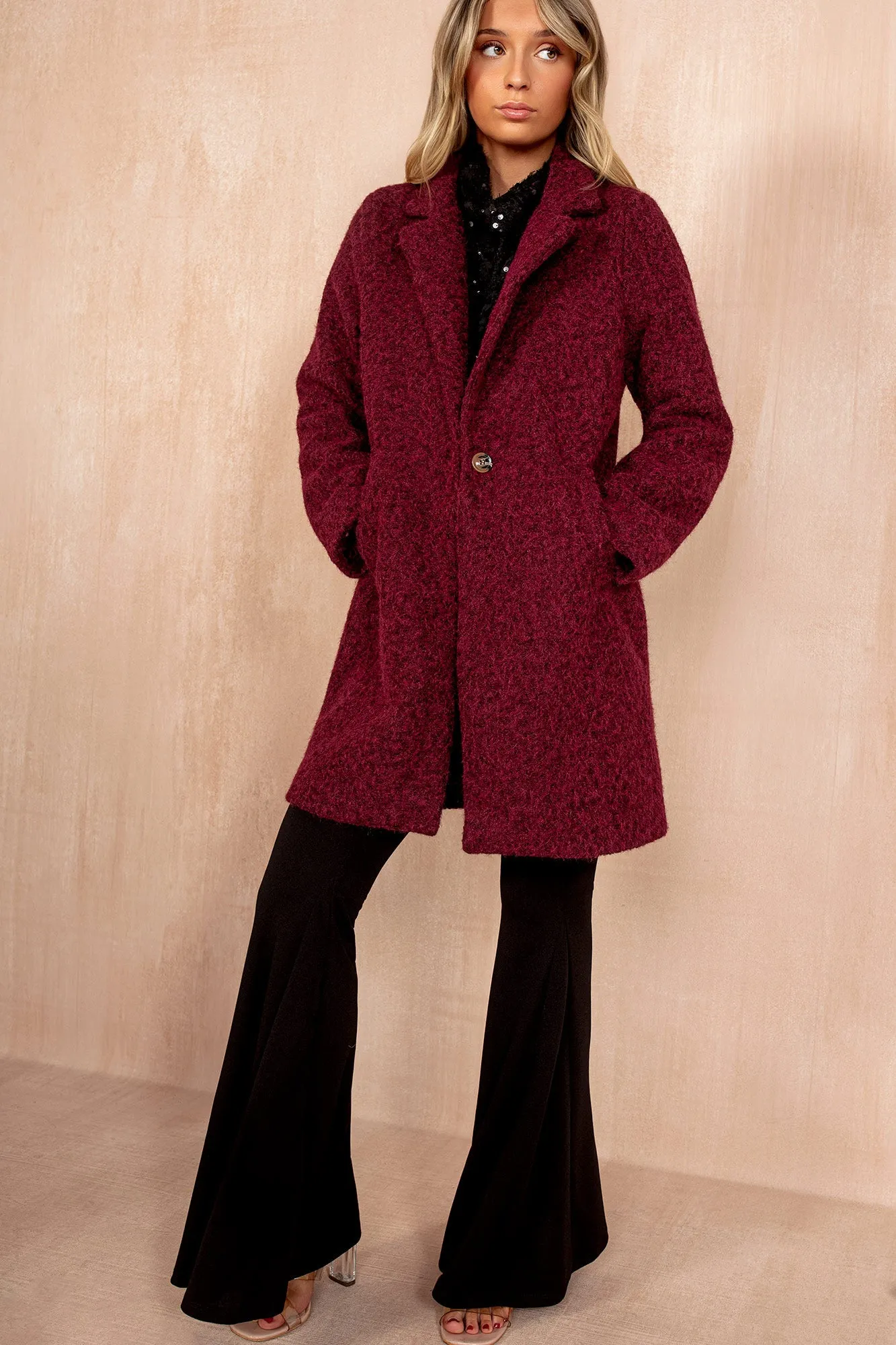 Wendy Burgundy Wool Longline Coat sold by Vavavoom product image thumbnail 3