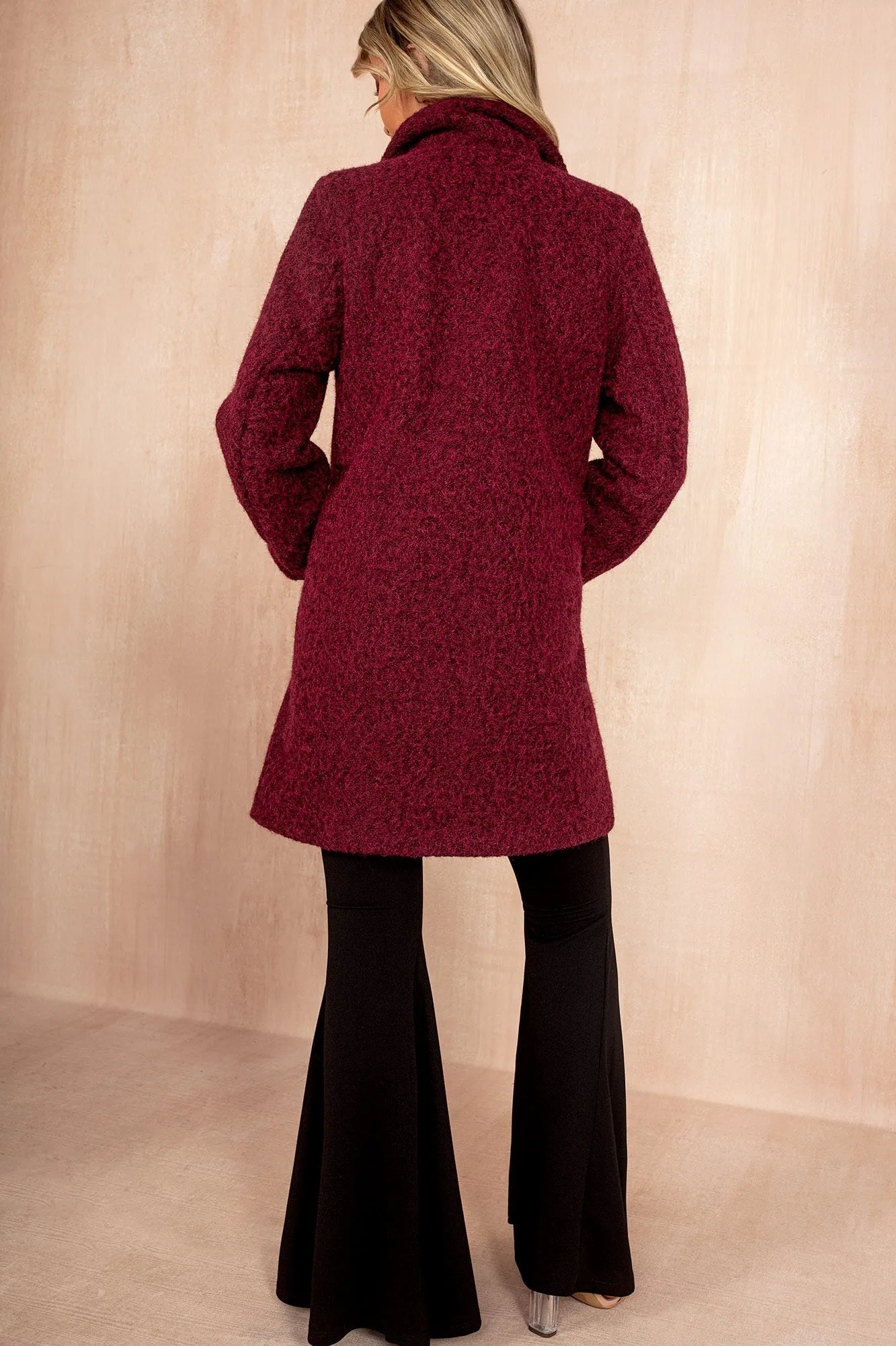 Wendy Burgundy Wool Longline Coat sold by Vavavoom product image thumbnail 4