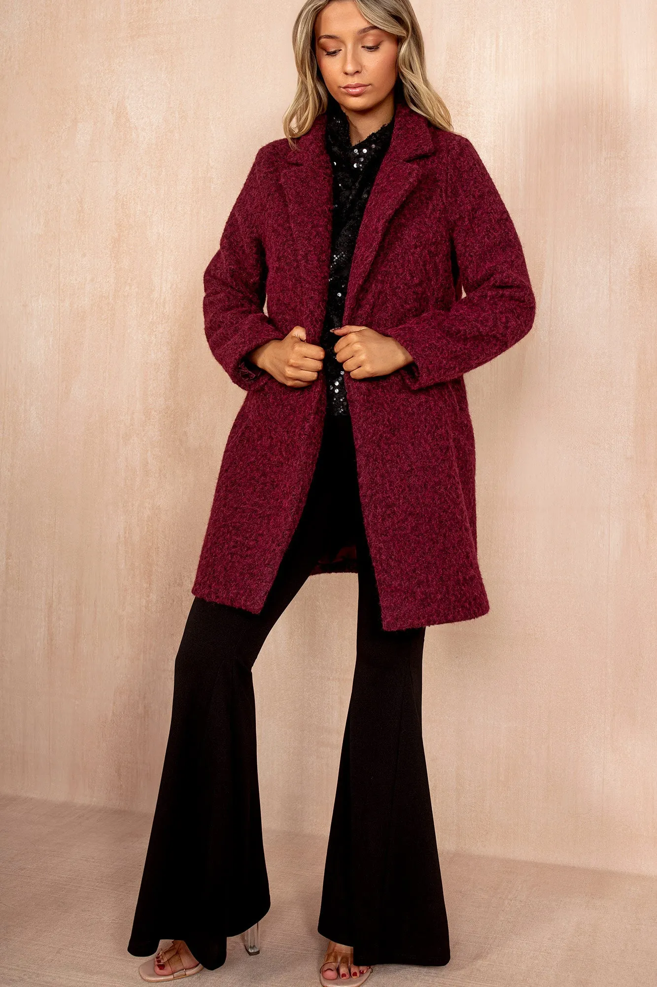 Wendy Burgundy Wool Longline Coat sold by Vavavoom product image thumbnail 2