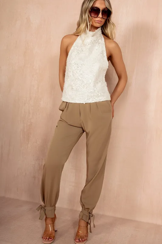 Katalina Camel Tie Ankle Trousers sold by Vavavoom