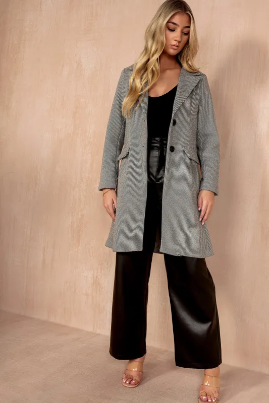 Tatum Monochrome Longline Coat sold by Vavavoom