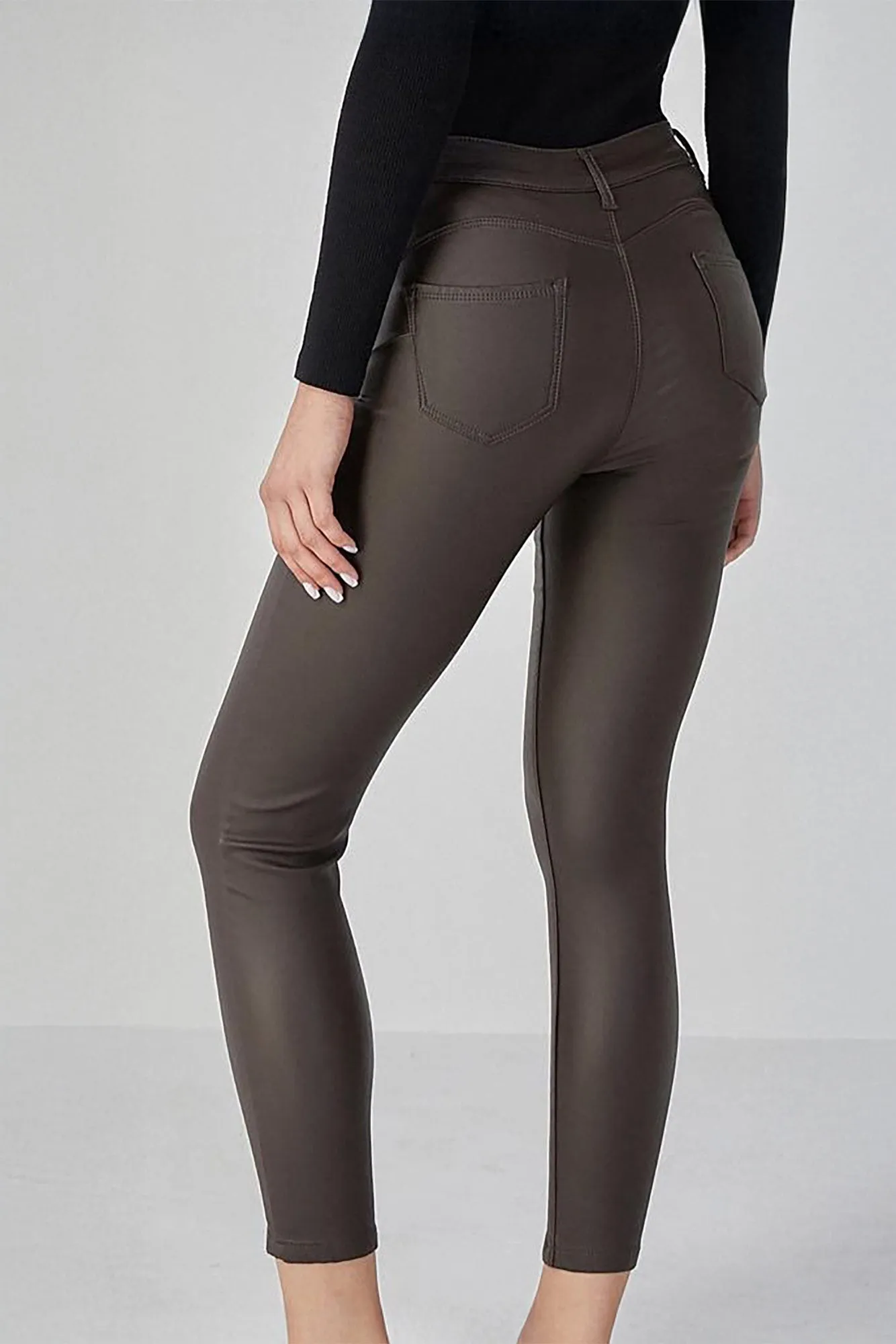 Minnie Chocolate Leather Look Push Up Trousers sold by Vavavoom product image thumbnail 2