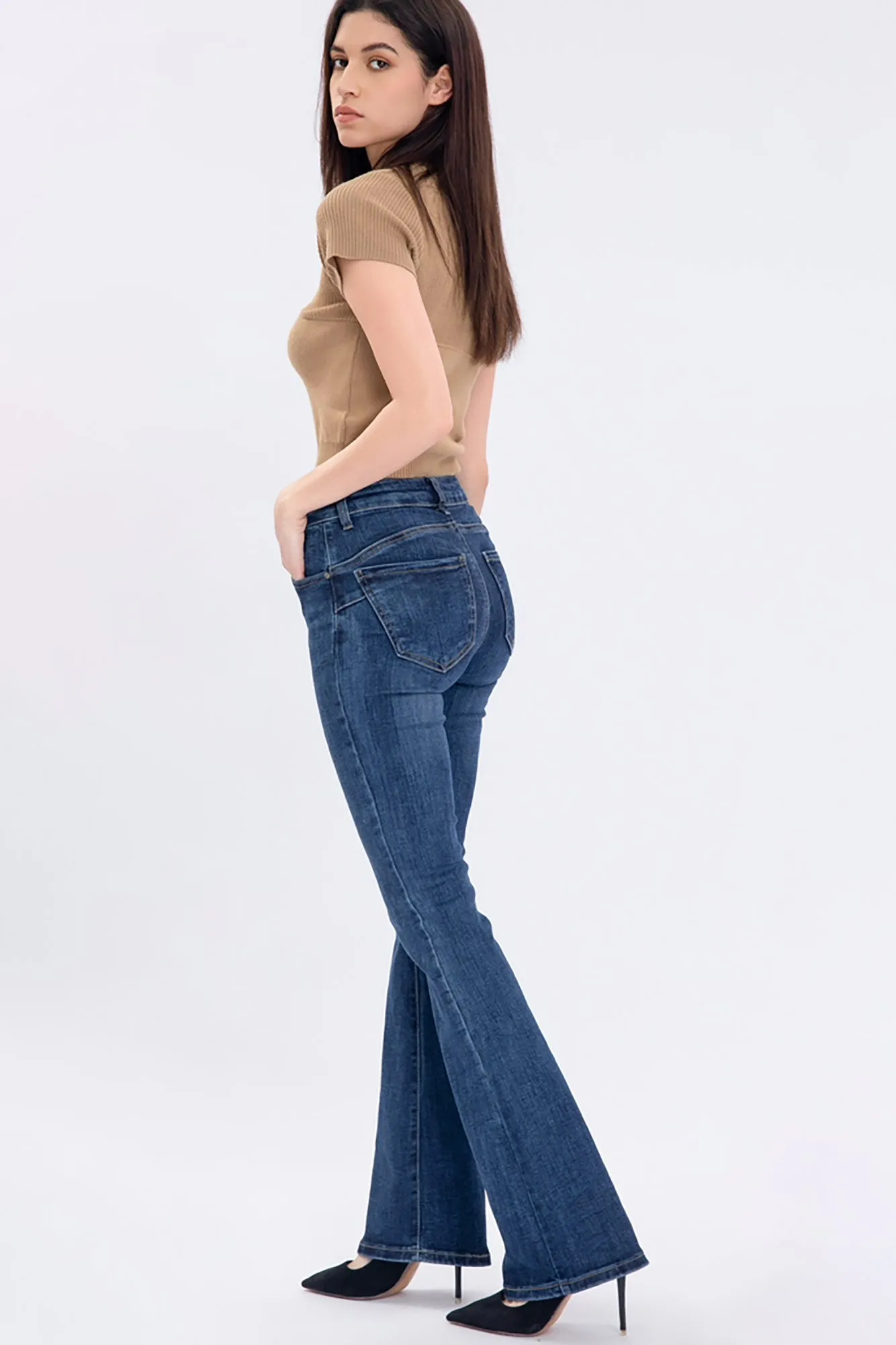 Wrona Dark Blue Push Up Bootcut Jeans sold by Vavavoom product image thumbnail 2