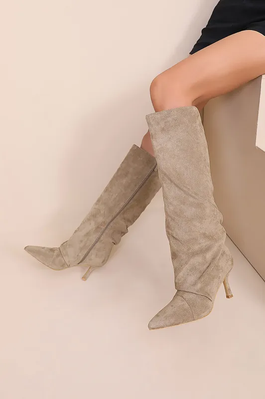 Audrey Stone Suedette Knee High Boots sold by Vavavoom