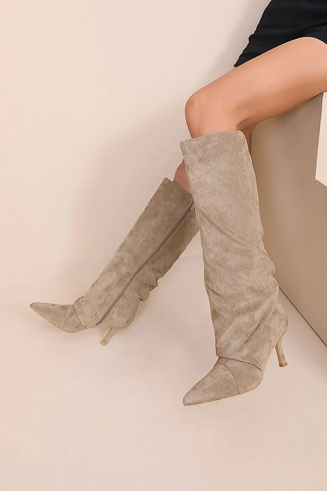 Audrey Stone Suedette Knee High Boots sold by Vavavoom