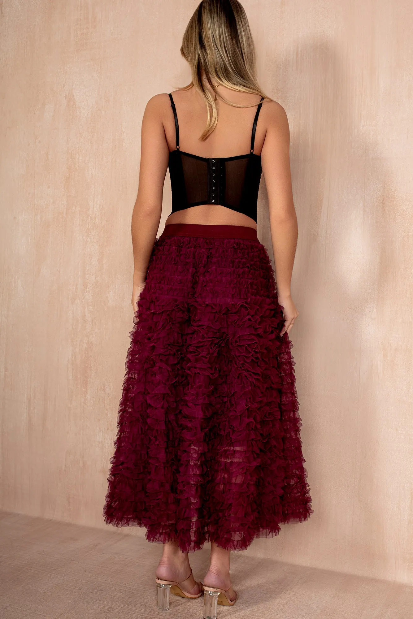 Andie Berry Ruffle Tulle Midi Skirt sold by Vavavoom product image thumbnail 3