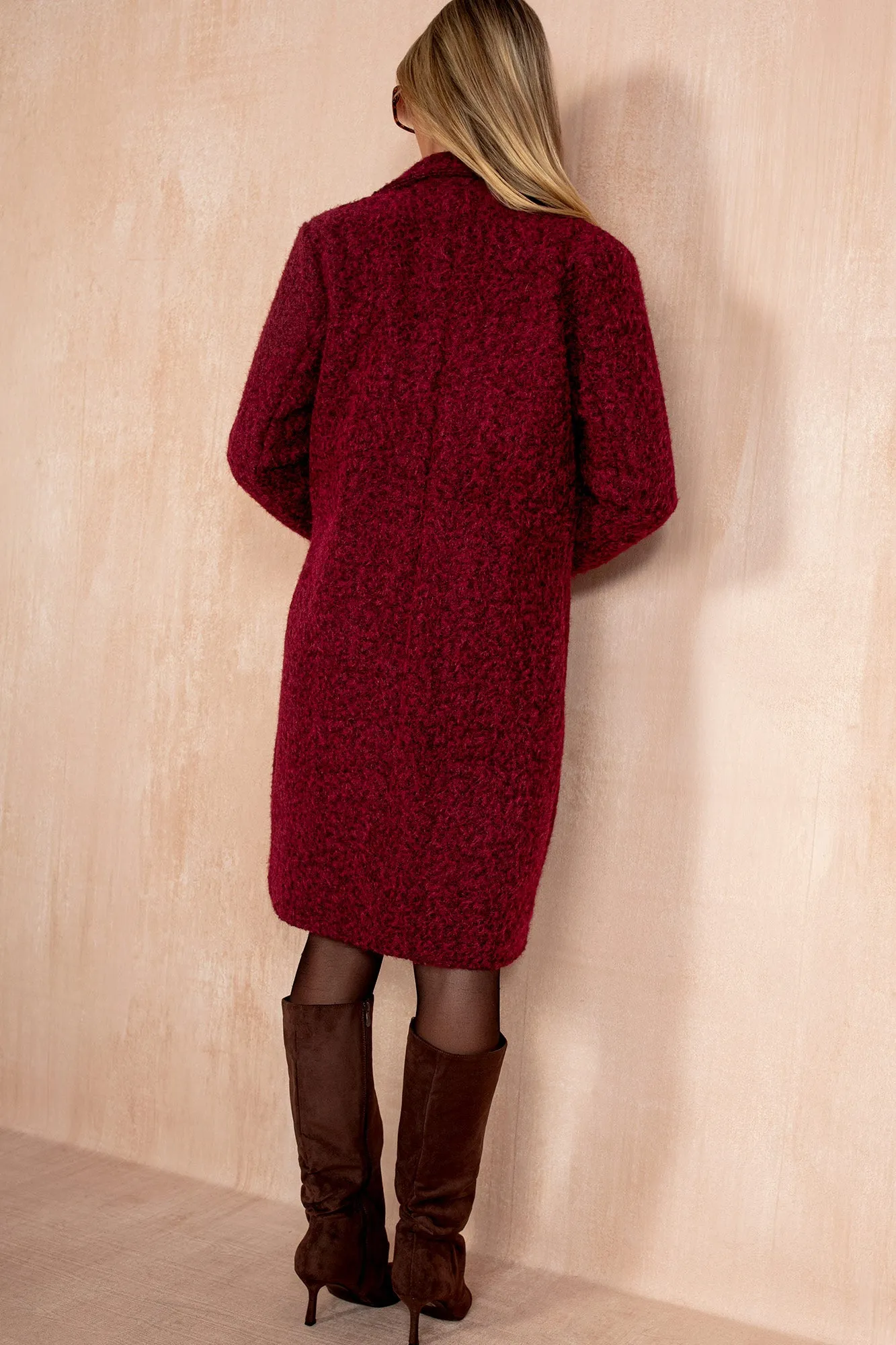 Angelina Burgundy Wool Double Breasted Coat sold by Vavavoom product image thumbnail 3