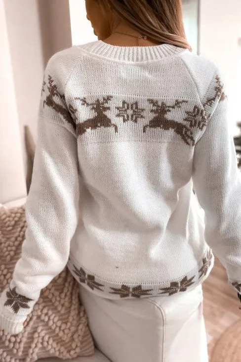 Carol Cream and Grey Knit Reindeer Jumper sold by Vavavoom product image thumbnail 3