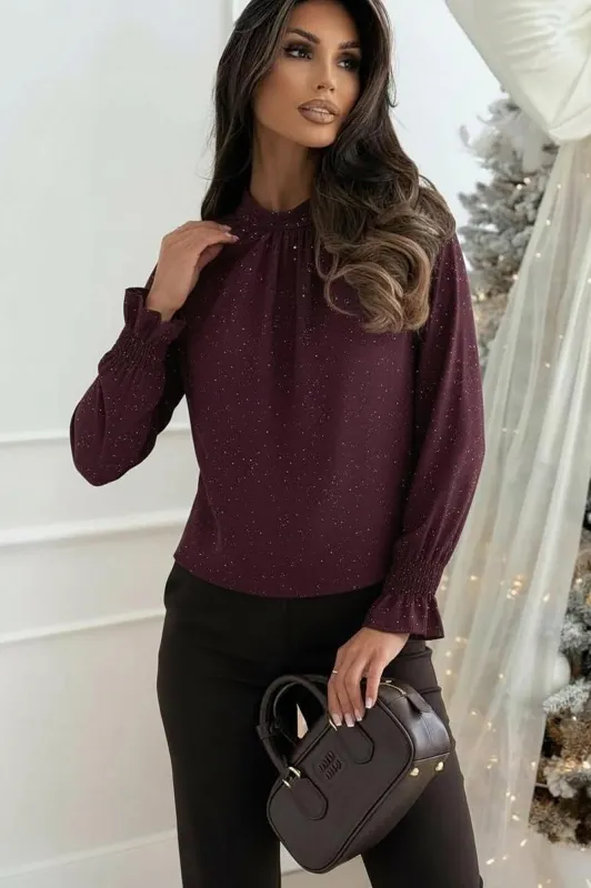 Renata Plum Chiffon Sparkle Top sold by Vavavoom