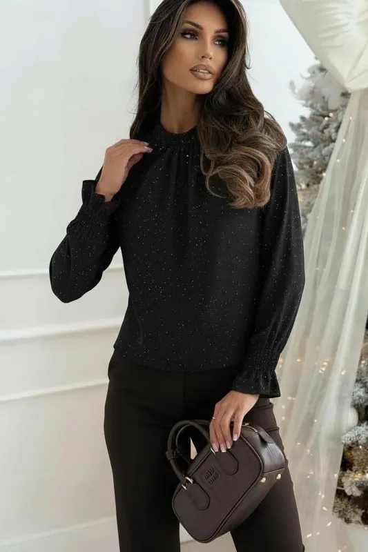 Renata Black Chiffon Sparkle Top sold by Vavavoom