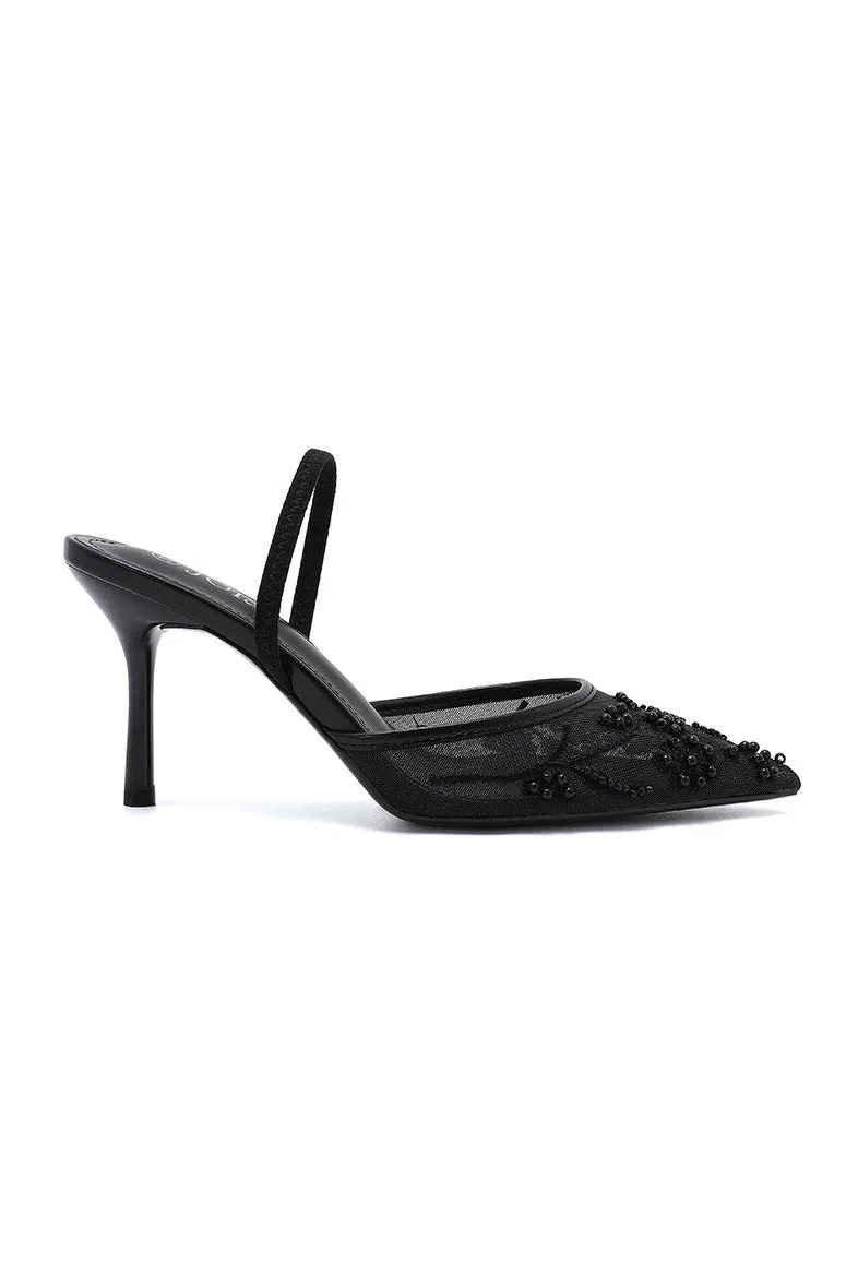 Ethna Black Pearl Mesh Court Heel sold by Vavavoom product image thumbnail 2