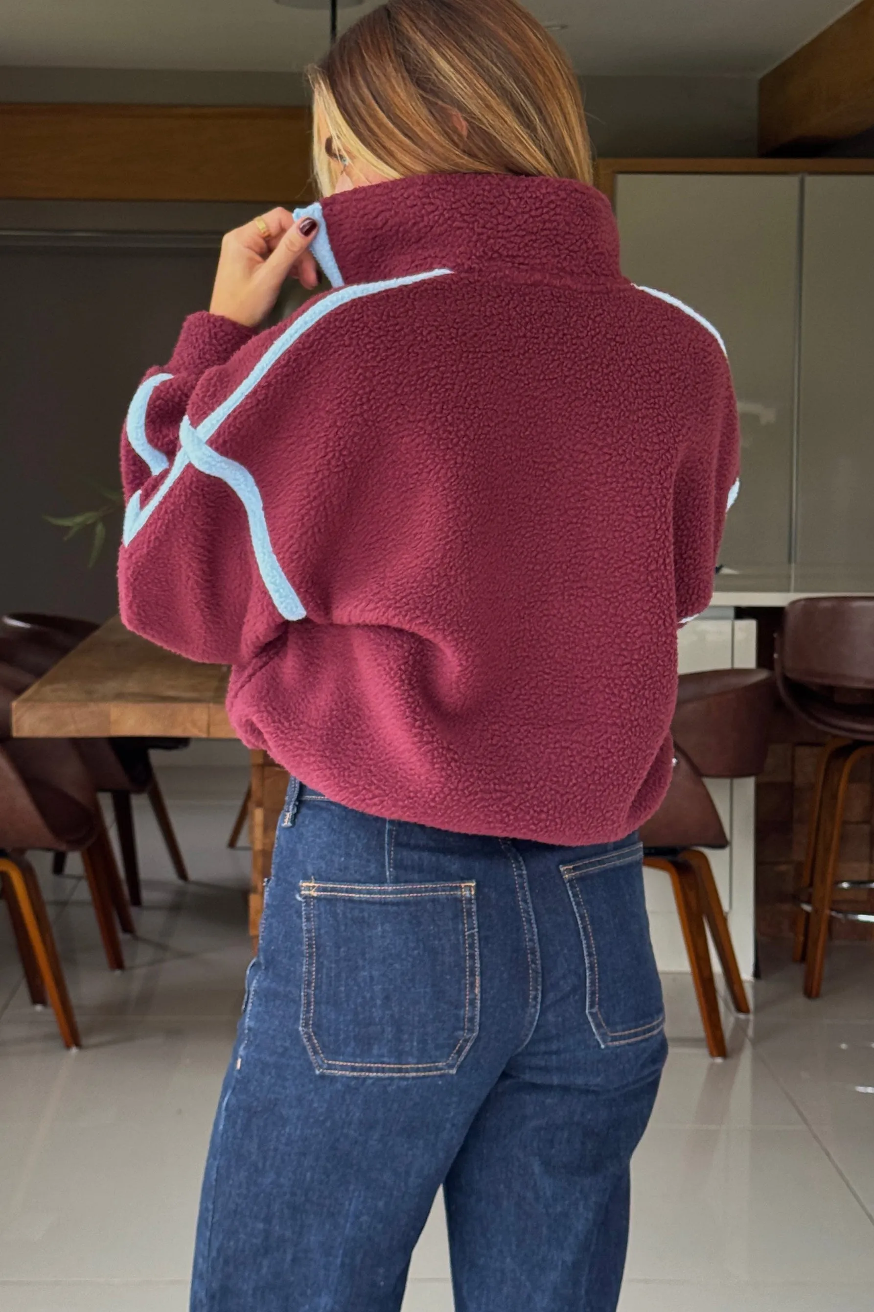 Lulu Plum Contrast Binding Zip Fleece sold by Vavavoom product image thumbnail 3