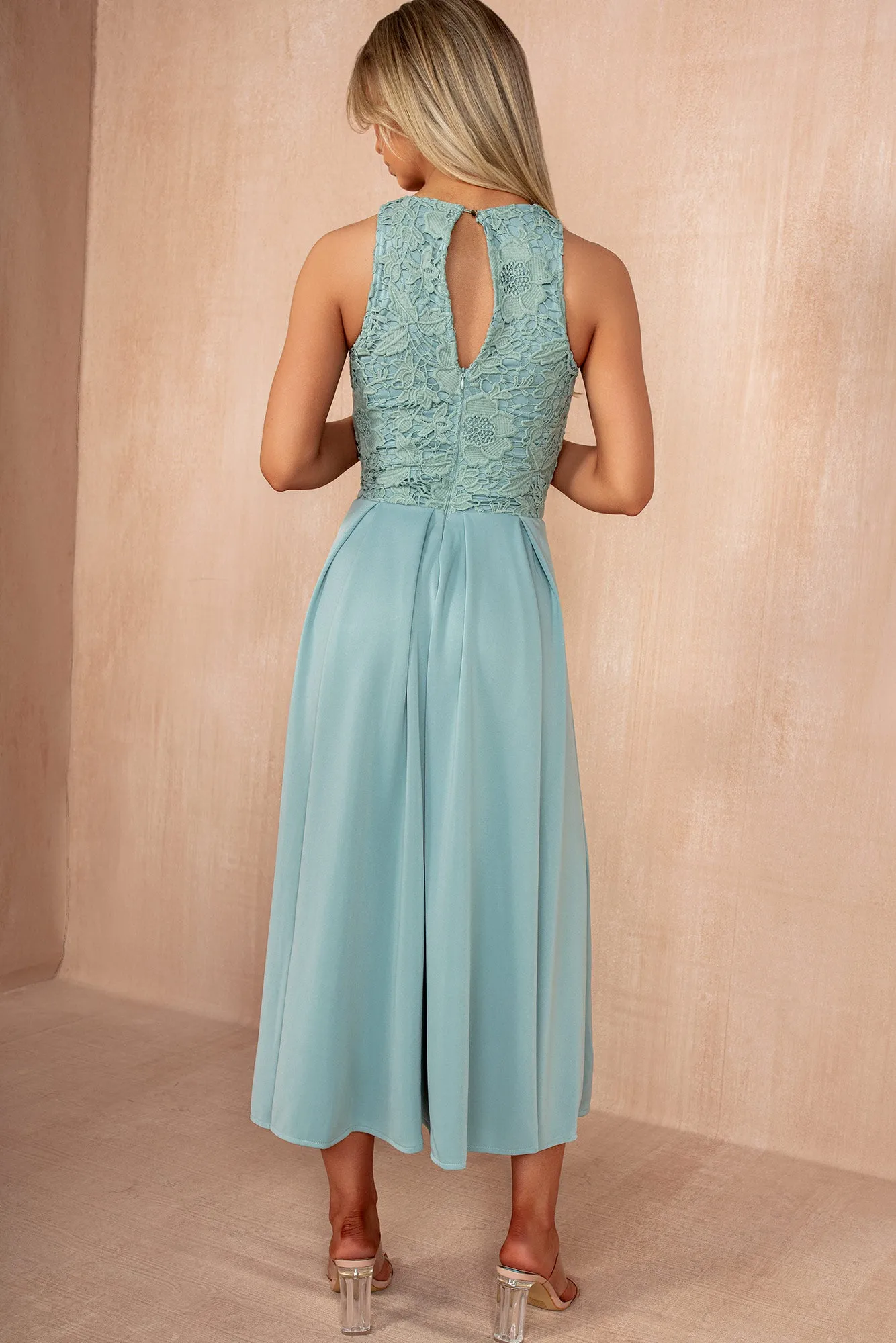 Lilah Duck Egg Embroidered Top Midi Dress sold by Vavavoom product image thumbnail 4