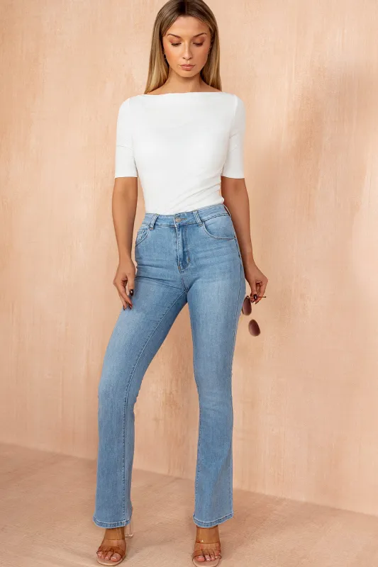 Rowan Light Blue Push Up Bootcut Jeans made by Vavavoom