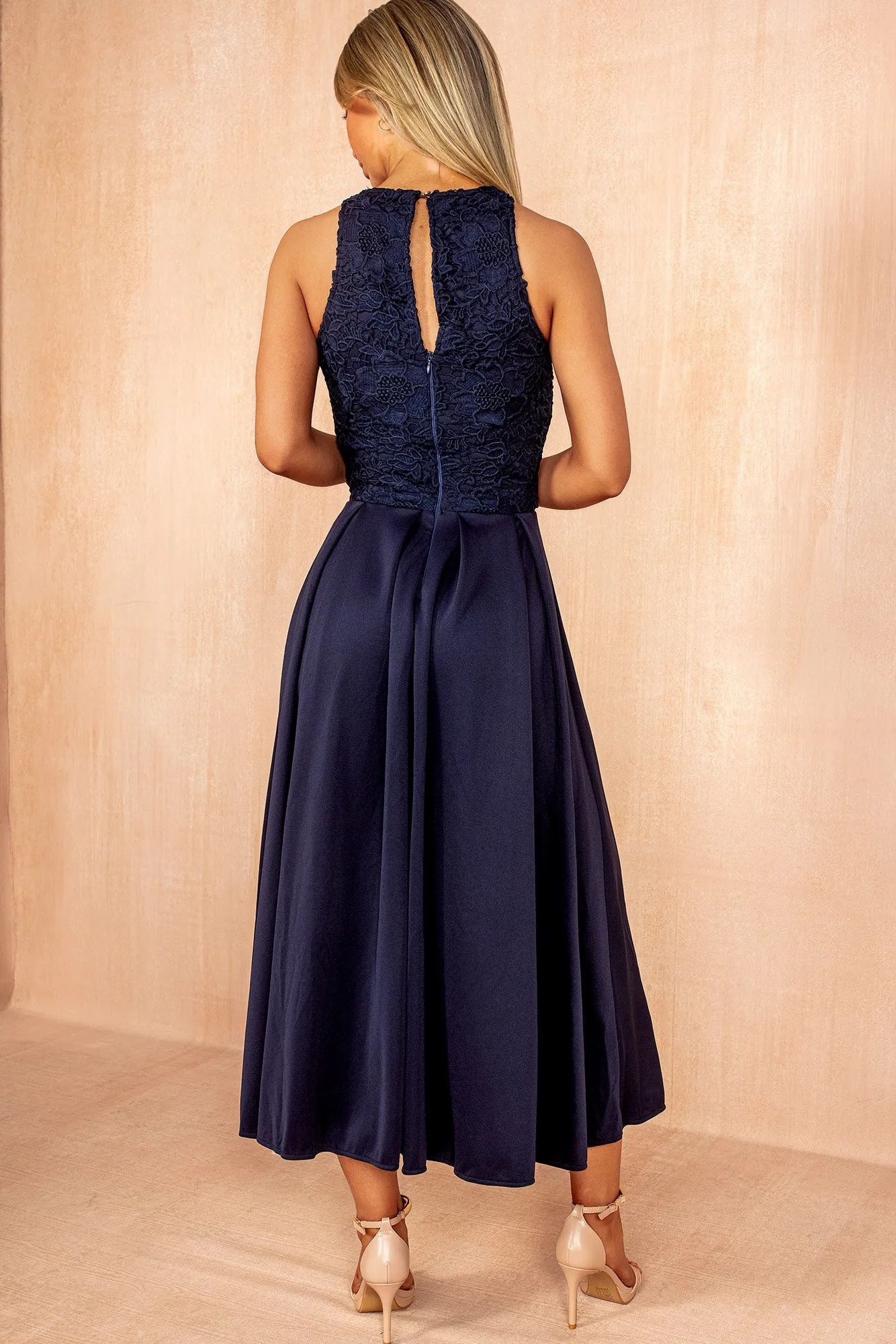 Lilah Navy Embroidered Top Midi Dress sold by Vavavoom product image thumbnail 3