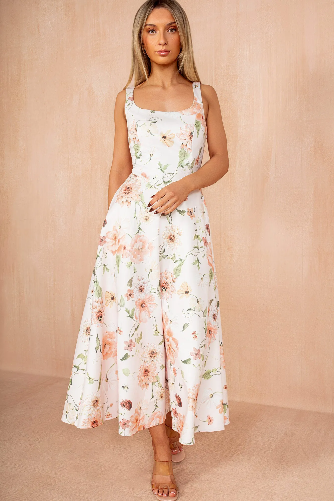 Yara Multi Floral Square Neck Midi Dress sold by Vavavoom product image thumbnail 3
