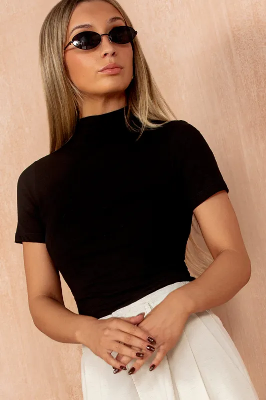 Janelle Black High Neck Top made by Vavavoom