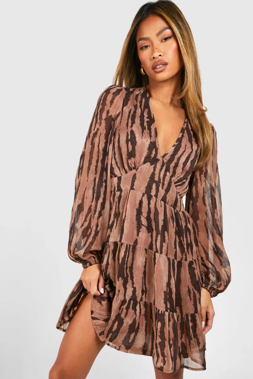 Chantal Chocolate Chiffon Print Dress sold by Va Va Voom