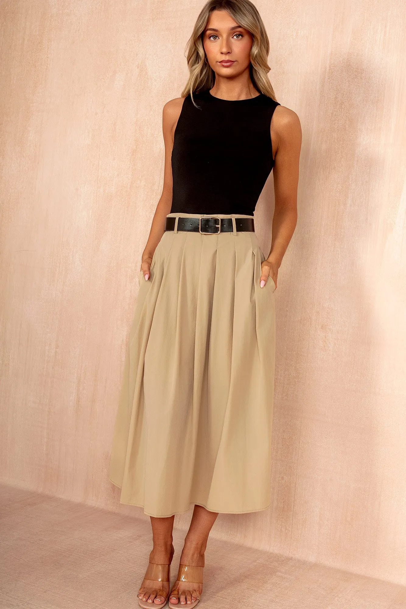 Haven Stone 2 in 1 Belted Midi Dress sold by Vavavoom