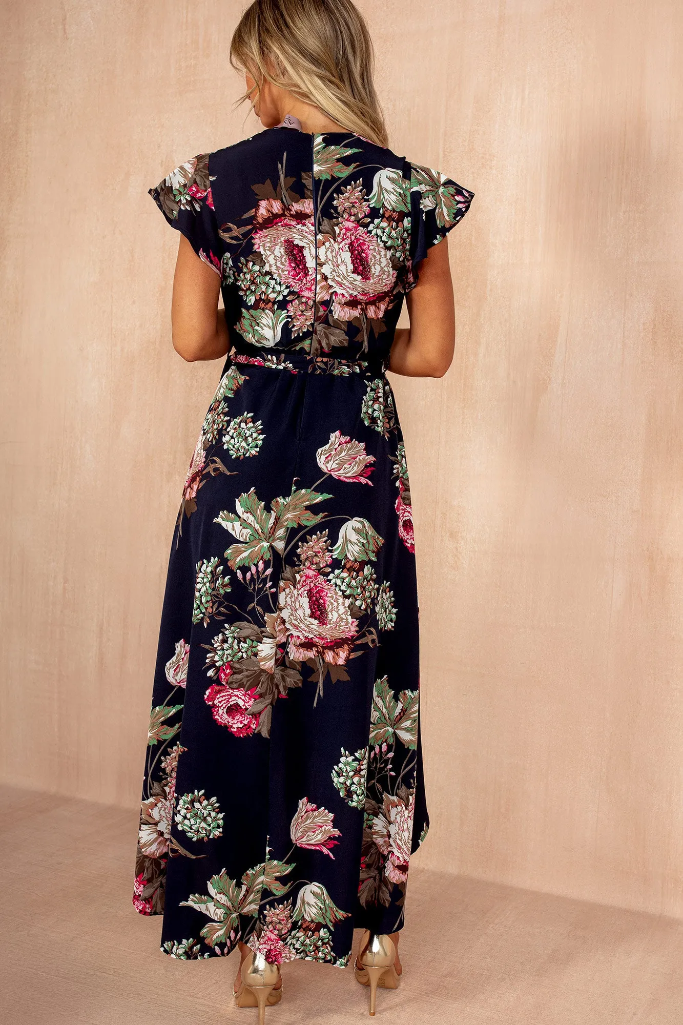 Sarah Navy Floral Belted Dress sold by Vavavoom product image thumbnail 3