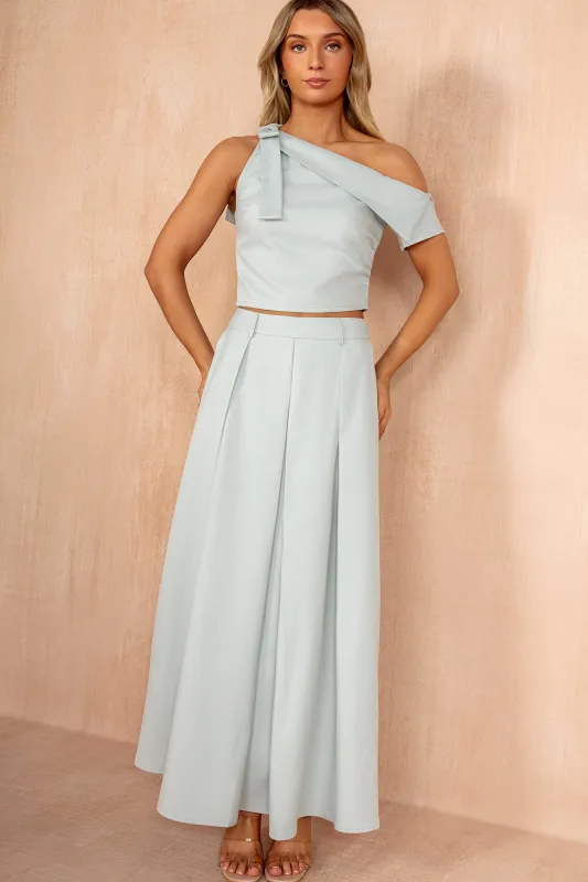 Grainne Duck Egg Pleated Midi Skirt sold by Vavavoom