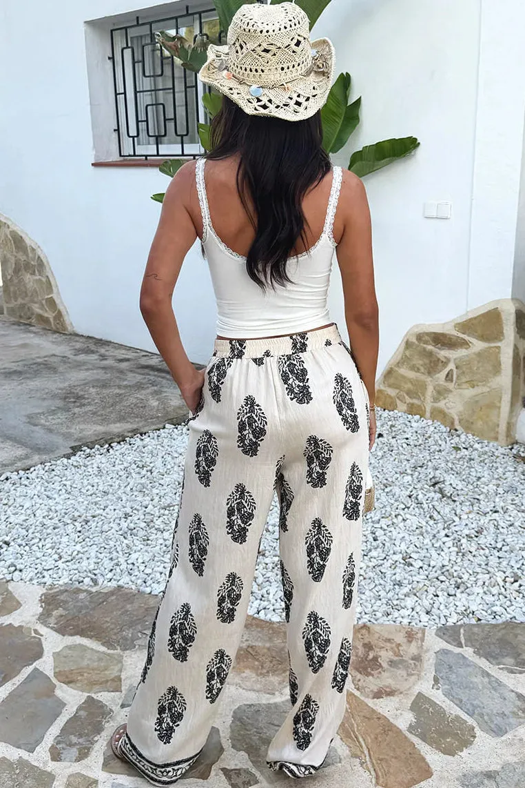 Holly Cream Border Print Wide Leg Trousers sold by Vavavoom product image thumbnail 3