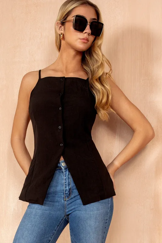 Kelly Black Longline Waistcoat made by AX Paris