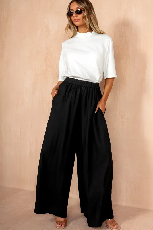Julieta Black Palazzo Trousers sold by Vavavoom