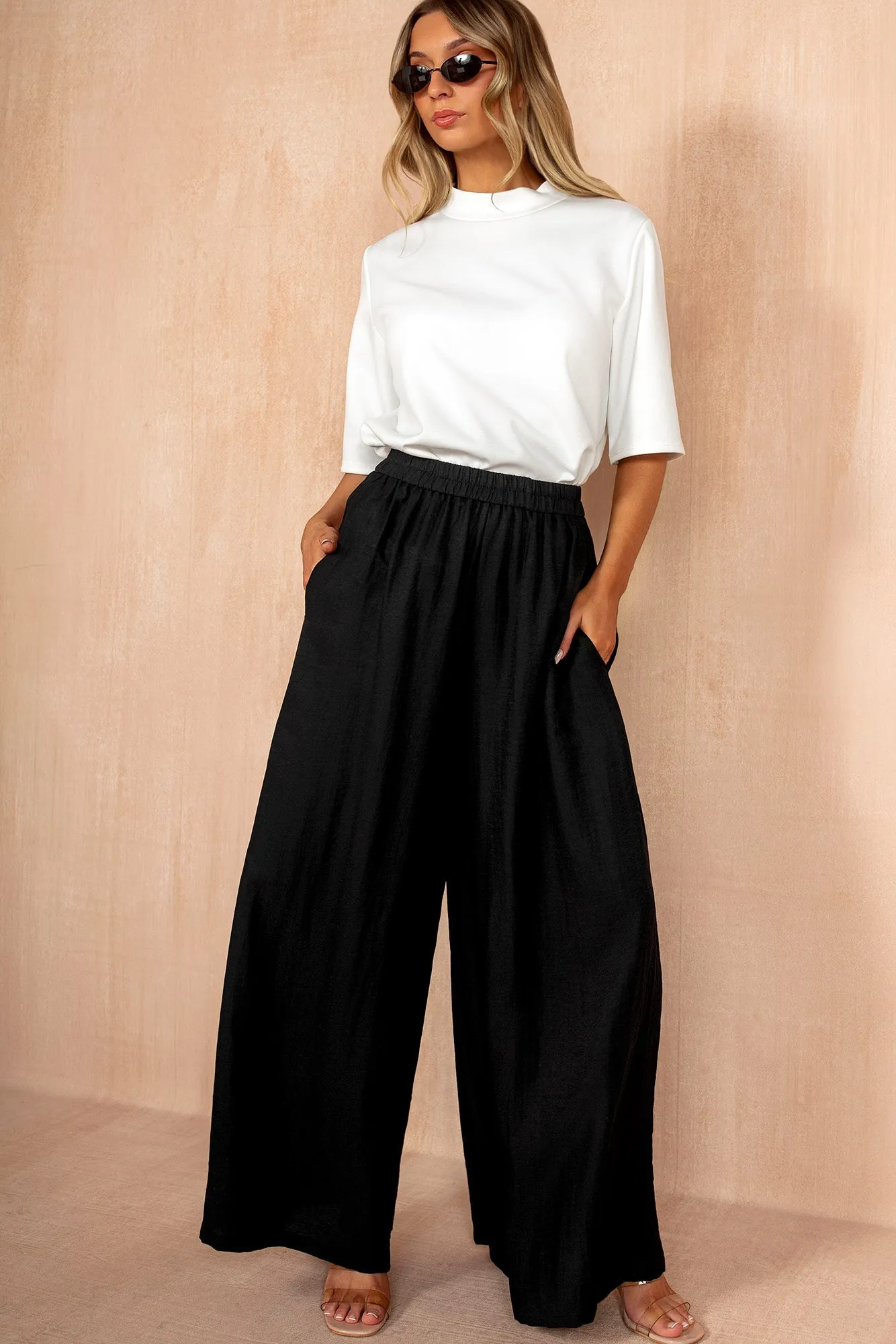 Julieta Black Palazzo Trousers sold by Vavavoom