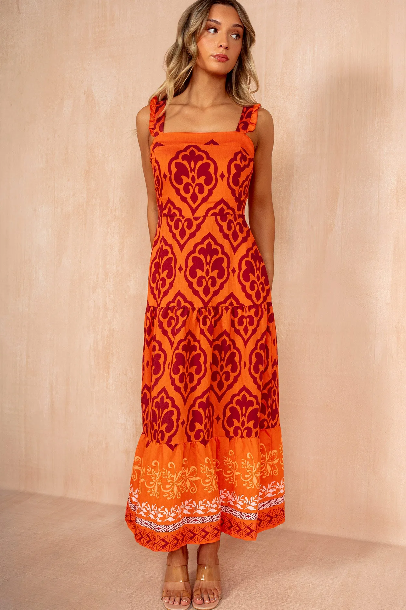 Danica Orange Boho Print Smock Dress sold by Vavavoom product image thumbnail 2
