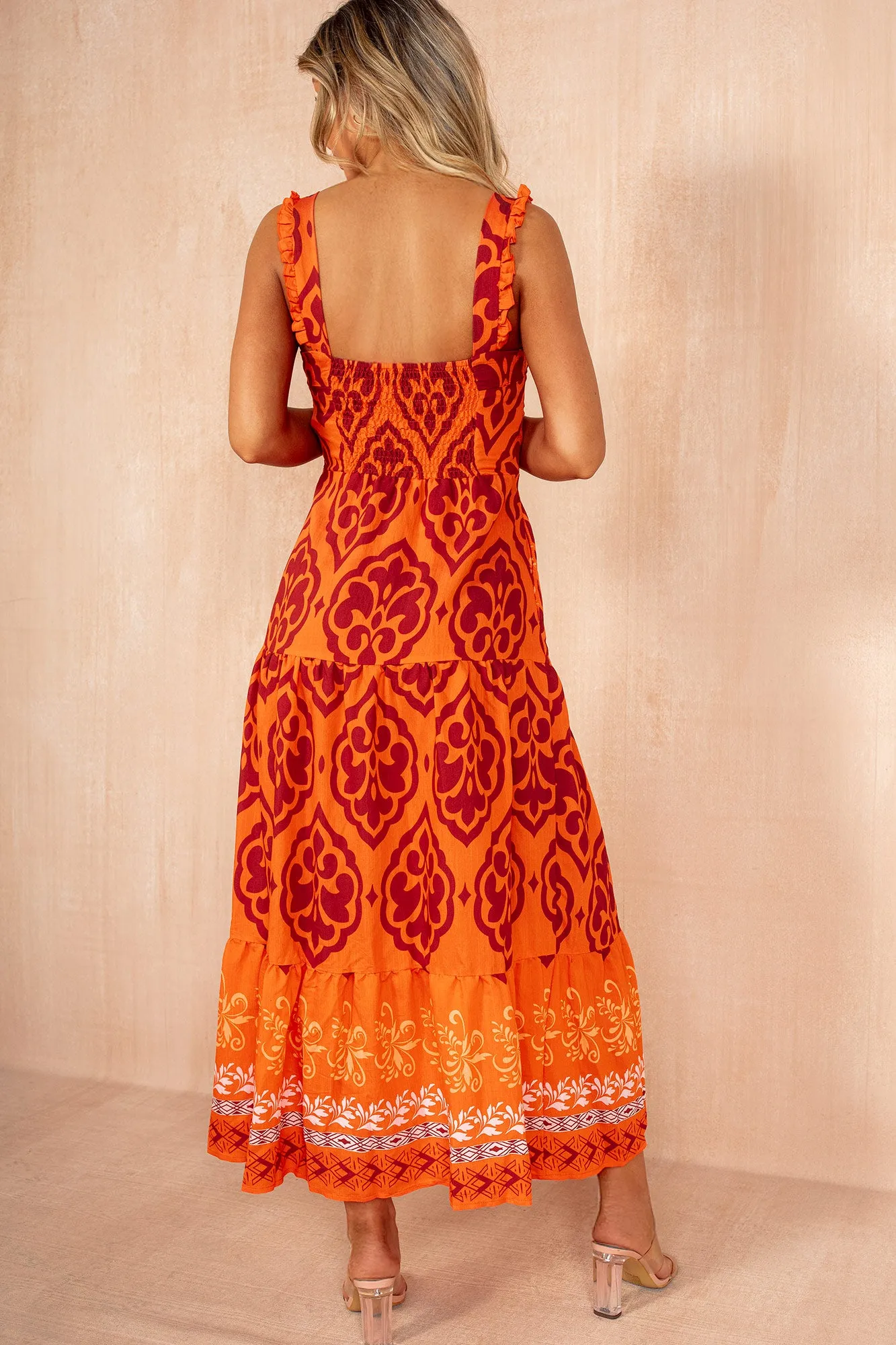 Danica Orange Boho Print Smock Dress sold by Vavavoom product image thumbnail 3