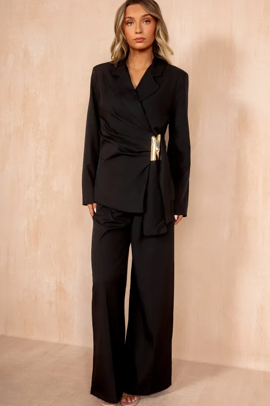 Sylvie Black Tie Waist Blazer Suit made by Vavavoom