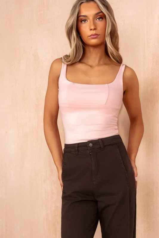 Fleur Pink Square Neck Top sold by Vavavoom