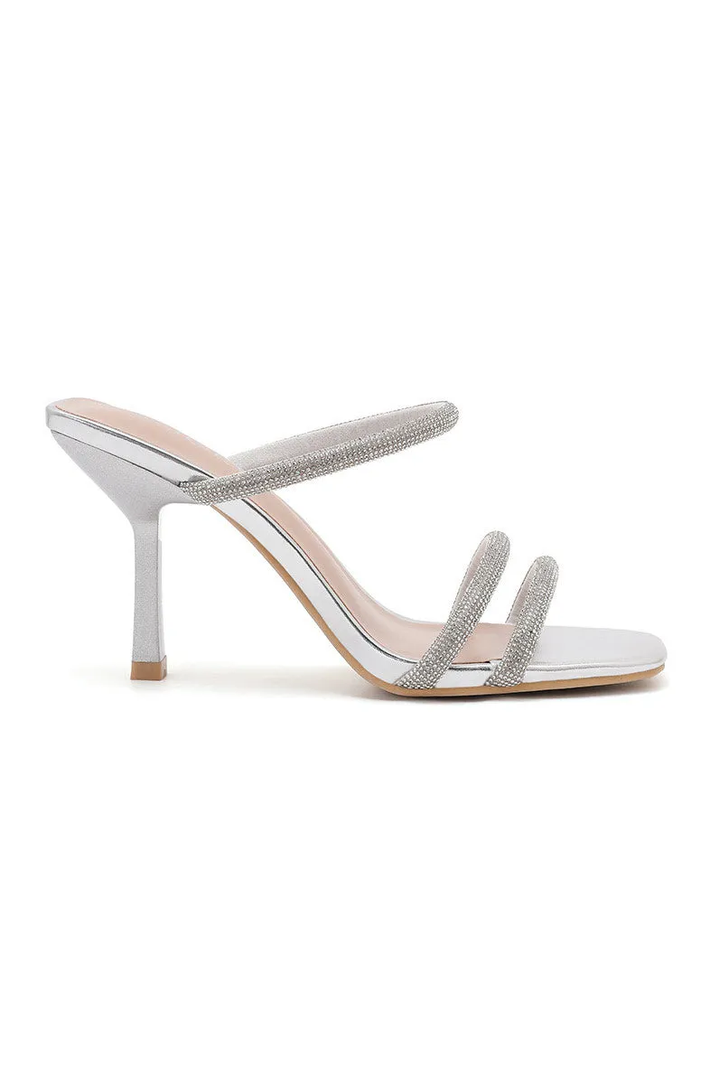 Ayla Silver Diamante Heeled Mule sold by Vavavoom product image thumbnail 2