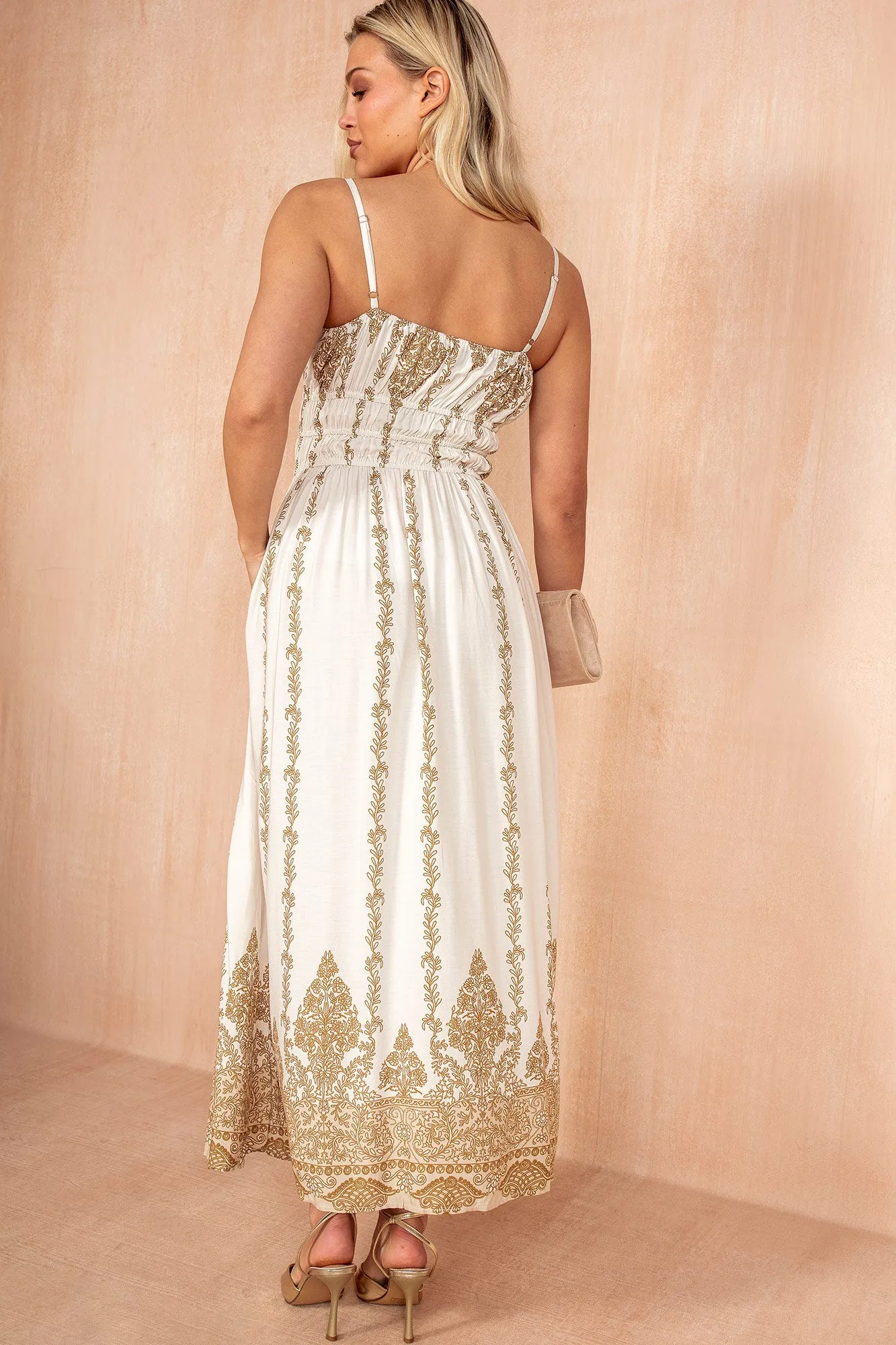 Payton Cream Boho Vine Print Cami Dress sold by Vavavoom product image thumbnail 4