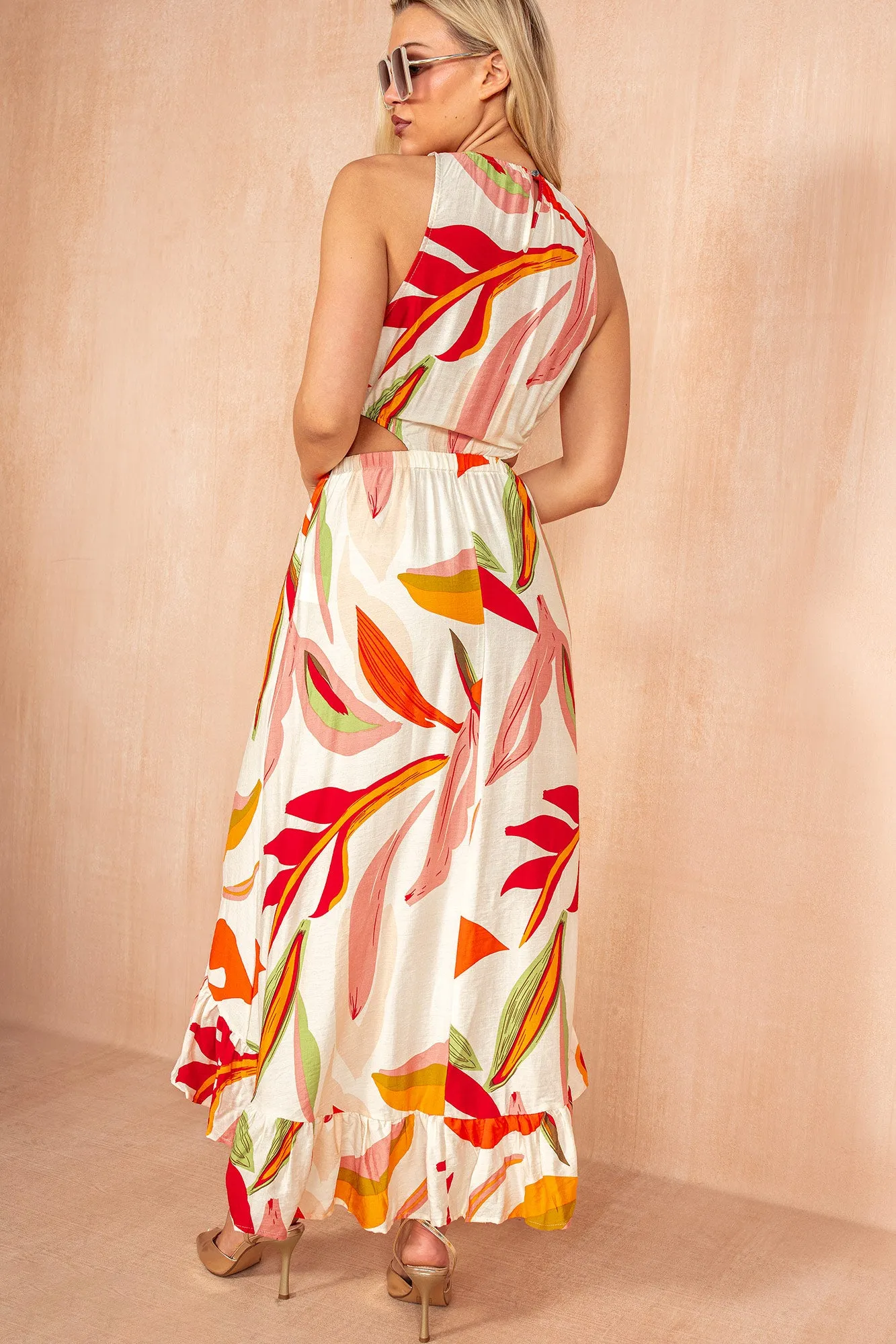 Quilla Leaf Print Cut Out Midi Dress sold by Vavavoom product image thumbnail 3