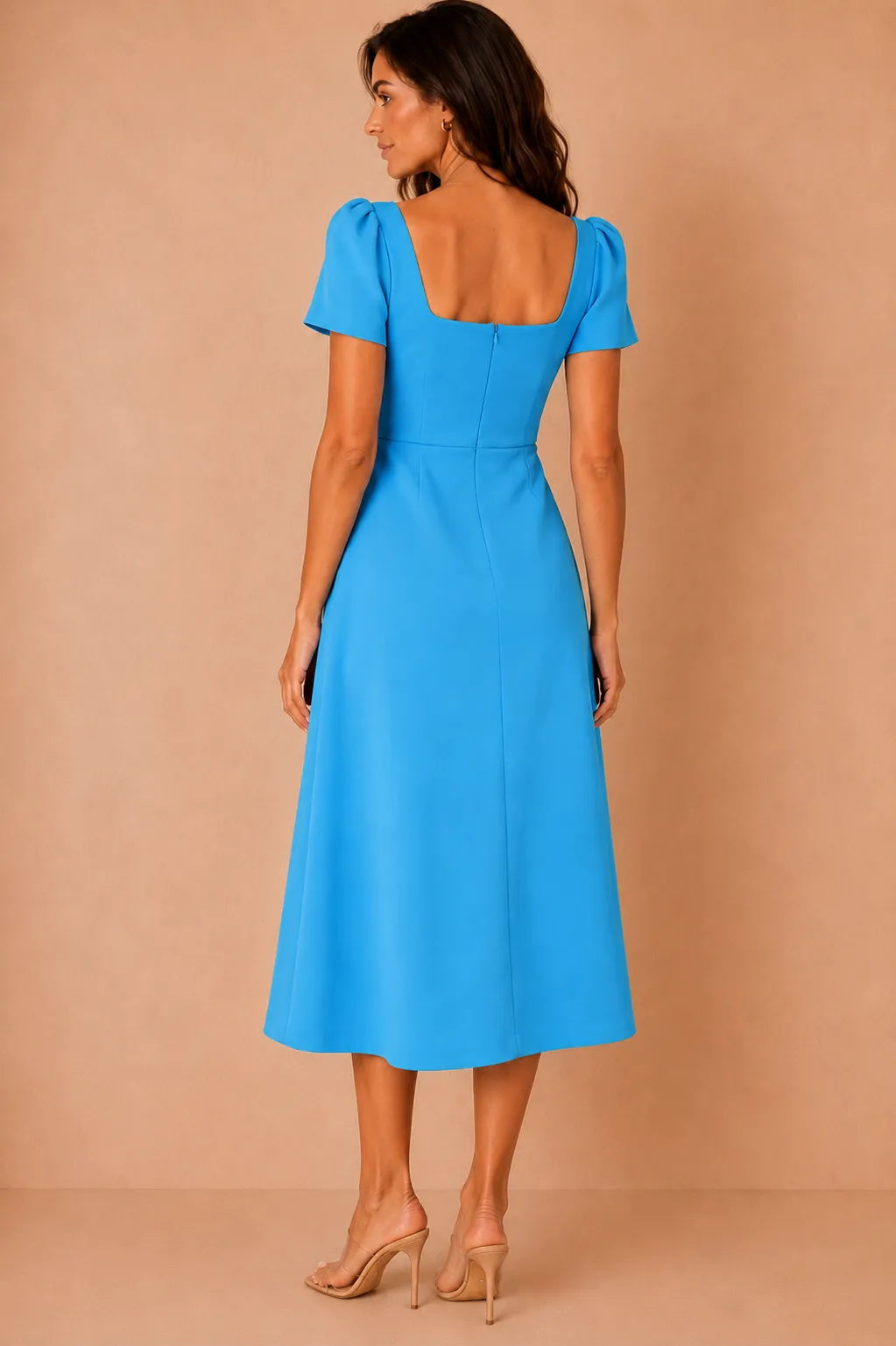 Valentina Blue Square Neck Midi Dress sold by Vavavoom product image thumbnail 3