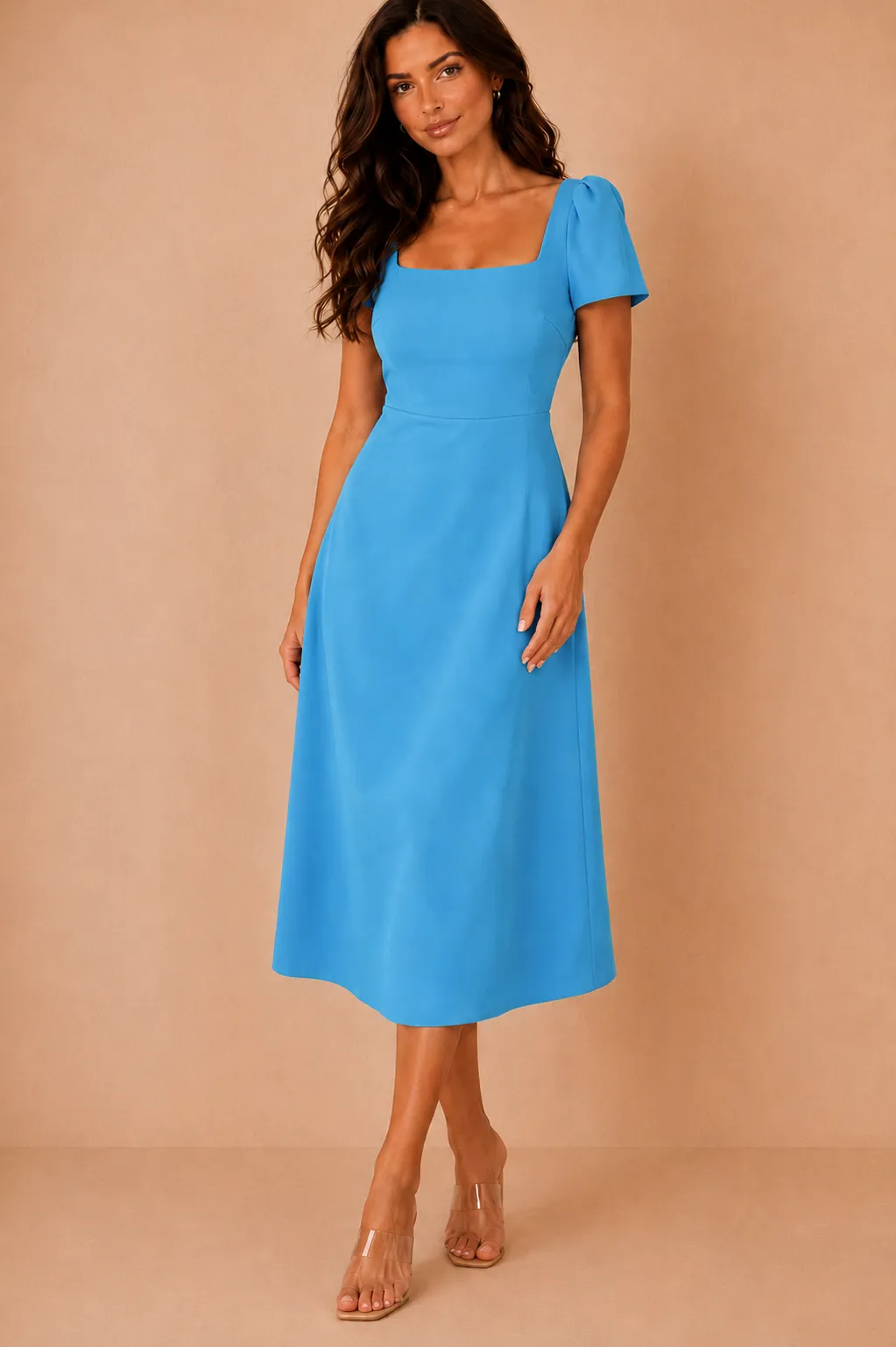 Valentina Blue Square Neck Midi Dress sold by Vavavoom product image thumbnail 2