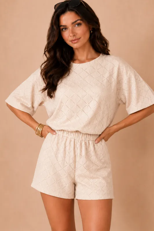 Cecilia Cream Textured Diamond Co Ord made by Vavavoom