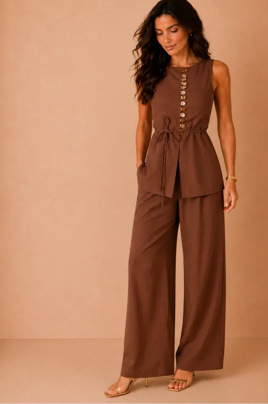 Imani Chocolate Linen Co Ord made by Vavavoom