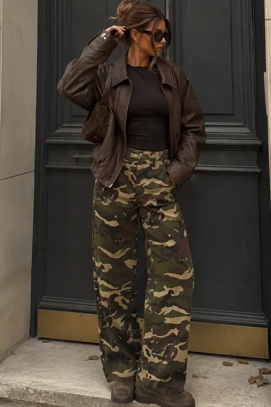 Nico Khaki Camouflage Wide Leg Jeans made by Vavavoom
