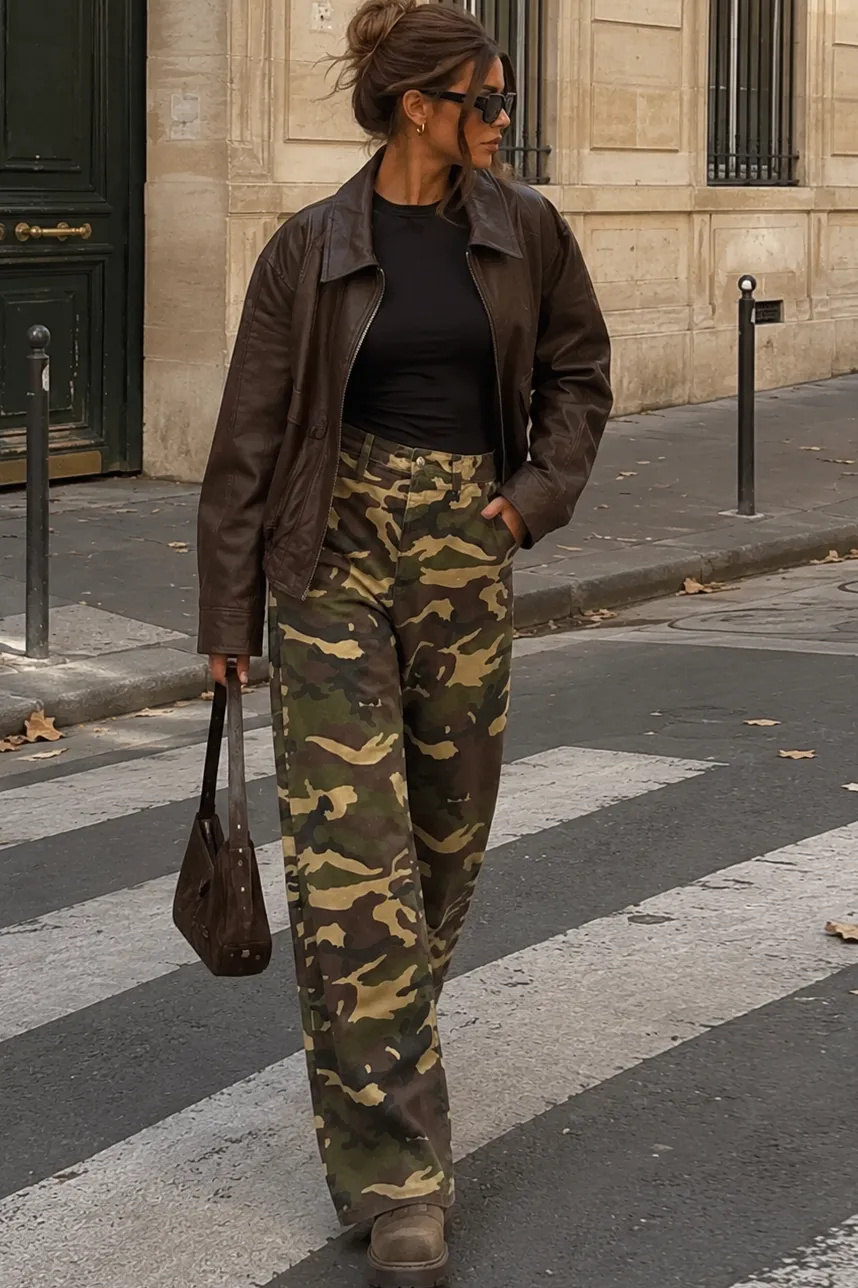 Nico Khaki Camouflage Wide Leg Jeans sold by Vavavoom product image thumbnail 2