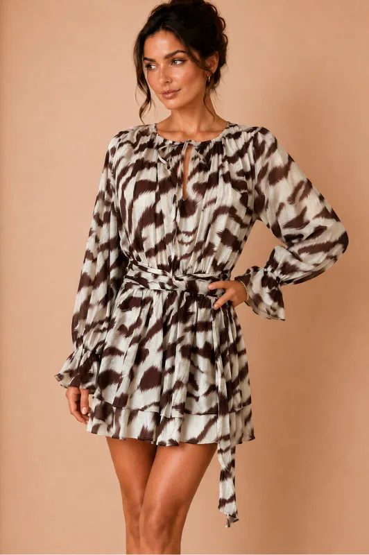 Fiadh Chocolate Animal Print Dress made by Vavavoom