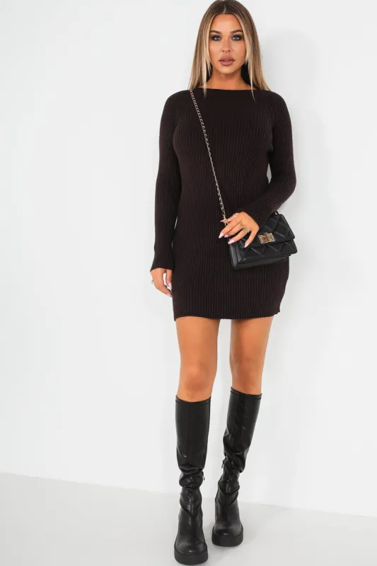 Natalia Chocolate Knit Dress sold by Va Va Voom