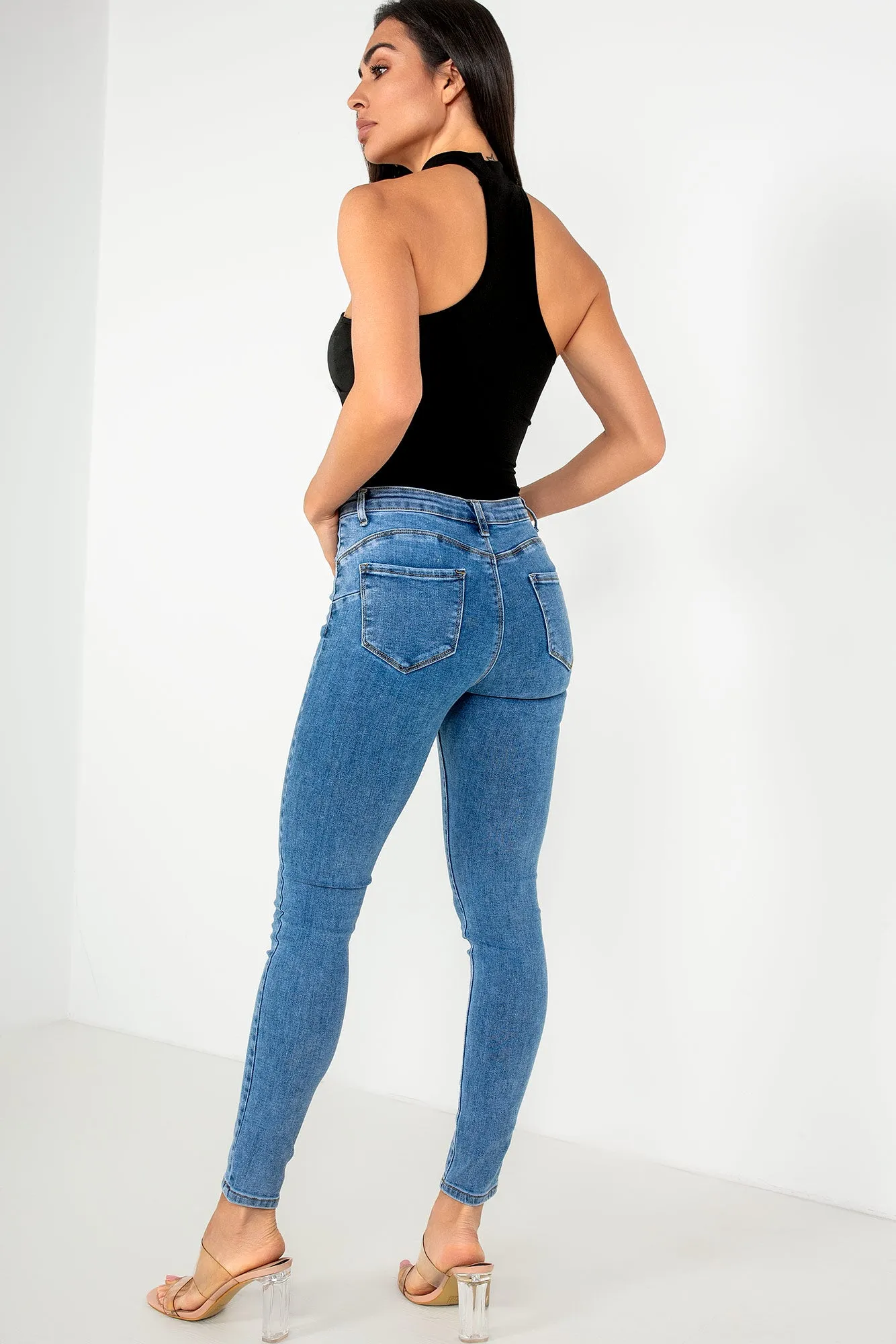 Daphne Mid Blue Push up Skinny Jeans sold by Va Va Voom product image thumbnail 2