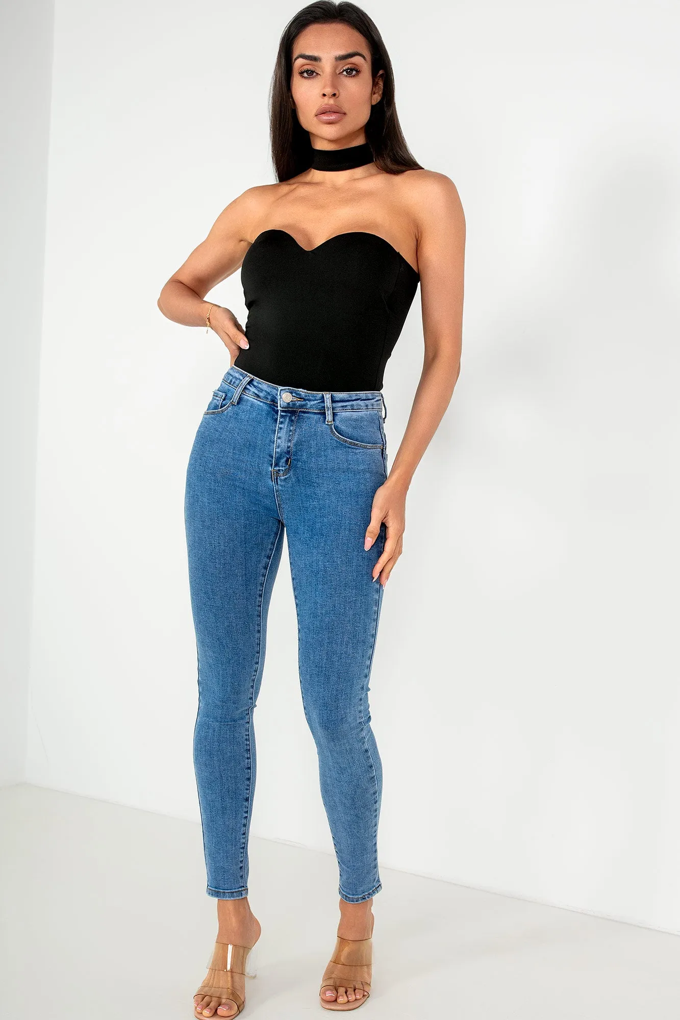 Daphne Mid Blue Push up Skinny Jeans sold by Va Va Voom product image thumbnail 3